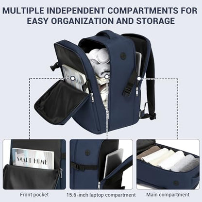 Kono 20L Casual Daypack, 40×20×25 cm, Airline Approved, 15.6" waterproof Laptop Backpack for Men & Women – Navy - color: Navy