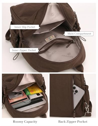 Mini Backpack for Women Nylon Small Backpack Purse Crossbody Sling Bag Convertible Backpack Casual Shopping Daypack (Reddish Brown) - color: Reddish Brown