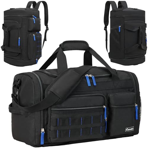 Gym Bag for Men Women with Shoes Compartment 3-in-1 Sports Travel Duffel Bag Multipurpose Weekender Overnight Backpack with Wet Pocket - Black(31L) - color: Black, size: 31L-Small