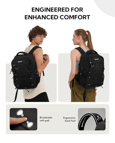 WATERFLY Travel Hiking Casual Backpack: 22L Lightweight Everyday Outdoor City Daypack College Bookbag for Women Men - color: Black