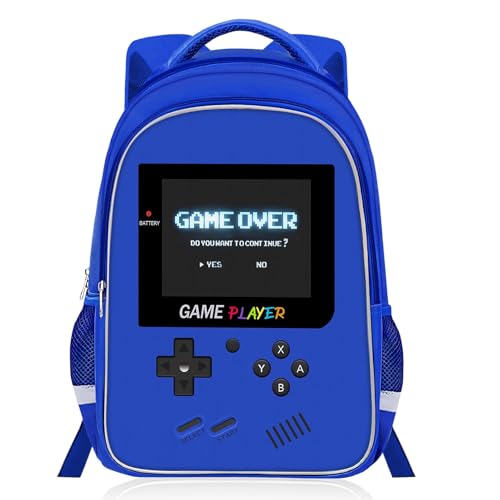 Backpack for School Boys,Gamer Boys Backpack for Elementary Middle School,Student Bookbag for Ages 6-18 Kids Children Teens,17″ Video Game Bookbag Travel Back Pack - color: Game Backpack-blue