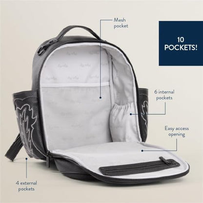 Itzy Ritzy Mini Diaper Bag Backpack – Chic, Compact Mini Plus Backpack with Changing Pad, 10 Pockets (6 Internal, 4 External), Grab-Top Handle & Rubber Feet (Outlaw) - color: Outlaw