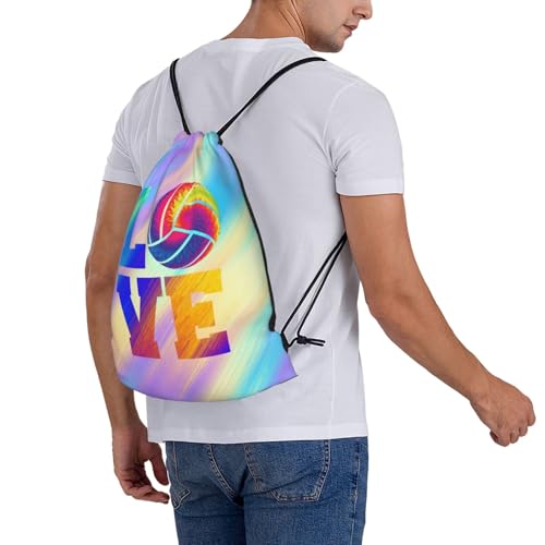 Love Volleyball Unisex Drawstring Backpack Bag Sport Gym Travel Swim Sackpack - color: Love Volleyball4