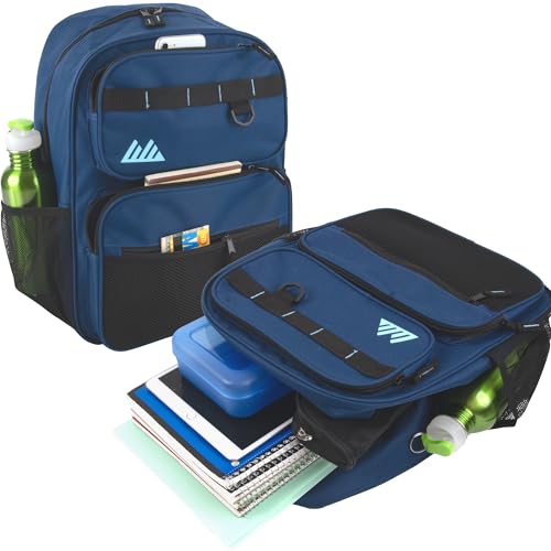 Summit Ridge Travel Backpack for Men and Women, Spacious Work Daypack with Water Bottle Pockets (Navy) - color: Navy