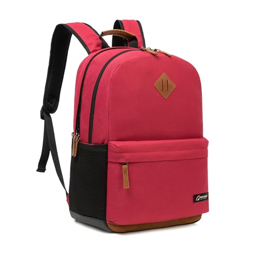 TRAILKICKER Classic Laptop Backpack with Padded 17 inch Laptop Sleeve, Multi Pocket Backpack, Casual Daypack Backpacks (Burgundy) - color: Burgundy