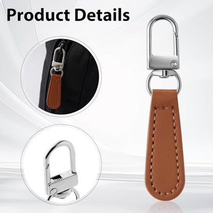 Deoward Zipper Pull Replacement Leather Handle Detachable Zipper Repair Tab for Luggage, Backpacks, Suitcases, Jackets, Purses, Handbags (8 PCS) - style: Leather Handle Zipper Pulls (Khaki)