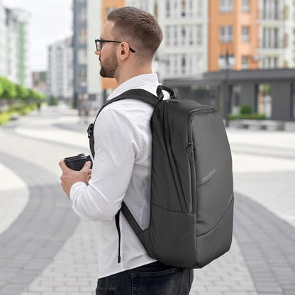 CZUR Business Travel Backpack for Men, Black Water Resistant Laptop Backpack, High Capacity Work Backpack Fits 17.3 Inch Laptop