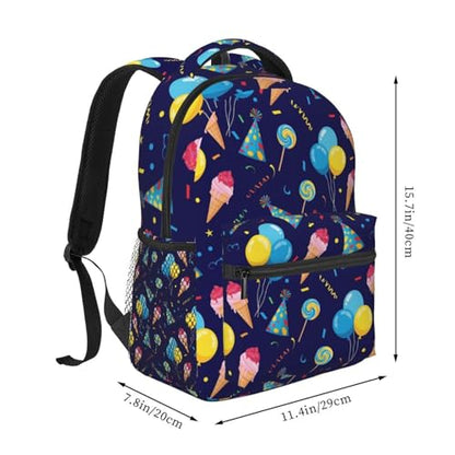 Water Resistant Hiking Backpack Happy Birthday Party, Outdoor Sports Daypack with Side Water Bottle Pocket for Travel and Beach - color: Pattern (259)