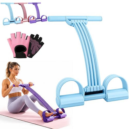 2026 Upgraded Pedal Resistance Bands with Handles, Multifunction Tension Rope, Elastic Yoga Resistance Band, Home Exercise Equipment for Full Body Workout, Yoga, Stretching - color: Blue