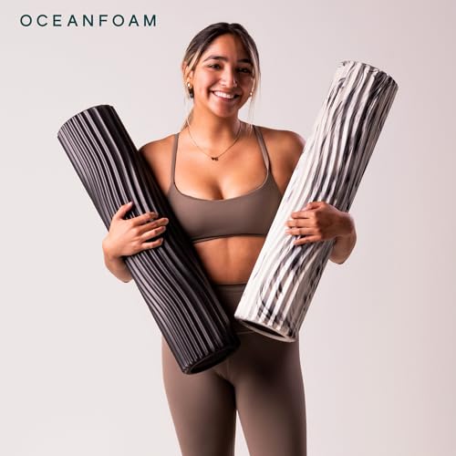 Oceanfoam Tsunami Roller (Black) - Extra-Large, 26" x 5.9" - Soft, Textured Foam Roller for Physical Therapy, Back Pain, Exercise & Stretching - Wave Textured - Yoga, Athletics, & Wellness - color: Black