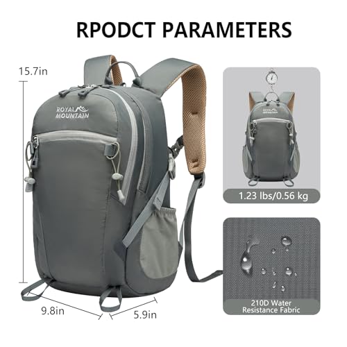 Hiking Backpack for Men Women,20L Lightweight Waterproof Travel Camping Backpack Hiking Daypack for Cycling Running(With Rain-cover) - color: Gray