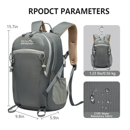 Hiking Backpack for Men Women,20L Lightweight Waterproof Travel Camping Backpack Hiking Daypack for Cycling Running(With Rain-cover) - color: Gray