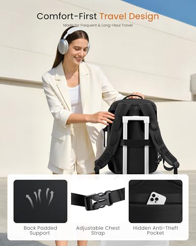 LOVEVOOK 40L Travel Backpack for Women & Men, Airline Approved Carry On Backpack with 3 Packing Cubes, TSA Personal Item Bag, Waterproof Weekender Overnight Backpack Fits 17" Laptop - color: Black, size: Large-40L-4Pcs