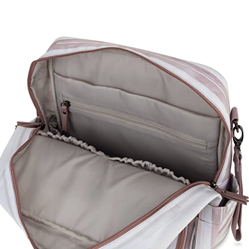 JuJuBe Nature Babe Diaper Bag Backpack with Portable Baby Changing Pad, Sustainable Multi-Function Bag for Bottles, Diapers, Made with 24 Recycled Plastic Bottles, Watercolor Stripe, Mother's Day Gift