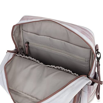 JuJuBe Nature Babe Diaper Bag Backpack with Portable Baby Changing Pad, Sustainable Multi-Function Bag for Bottles, Diapers, Made with 24 Recycled Plastic Bottles, Watercolor Stripe, Mother's Day Gift
