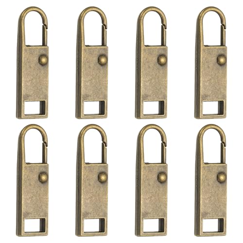uxcell 8Pcs Zipper Pull Replacement, Metal Zipper Handle Mend Fixer Tab Repair for Luggage Suitcase Backpack Jacket Bags Boots Coat Handbags, Bronze Medium - color: Bronze, size: Medium