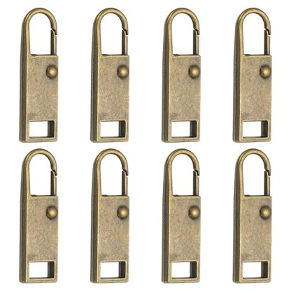 uxcell 8Pcs Zipper Pull Replacement, Metal Zipper Handle Mend Fixer Tab Repair for Luggage Suitcase Backpack Jacket Bags Boots Coat Handbags, Bronze Medium - color: Bronze, size: Medium