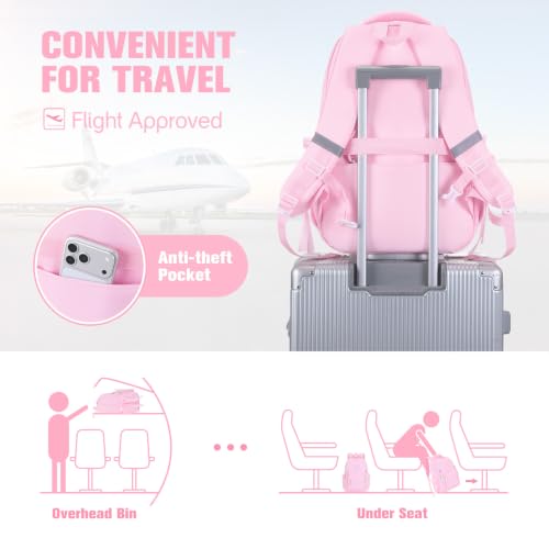 Kids Backpack for Girls - 3PCS Cute Embroidered Bow Girls Backpack with Insulated Lunch Bag & Pencil Case - Bookbag for Teen Women Middle High School College Work Travel Daypack - color: Pink