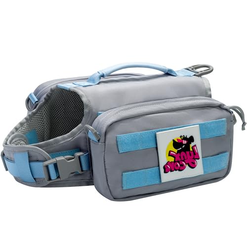 Dog Backpack for Small Medium Large Dogs,Adjustable Dog Backpack Harness with 2 Side Pockets,Vest Dog Pack for Travel,Hiking, Camping - color: Grey-blue, size: Large