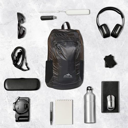 Daypack Ultralight Foldable Water-Resistant Nylon Durable Tear-Resistant, Ideal for Hiking, Camping,Compact Size Fits Pocket - color: Black