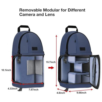 MOSISO Camera Sling Bag, DSLR/SLR/Mirrorless Camera Case Shockproof Photography Camera Backpack with Tripod Holder & Removable Modular Inserts Compatible with Canon/Nikon/Sony/Fuji, Steel Blue - color: Steel Blue