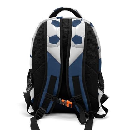 Sport Ball Athlete Player Soccer Navy Primary Elementary School Bags Middle School Book Bags Dinosaur Bookbags for Preschool Child Grandson - color: Navy