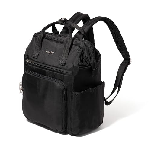 Baggallini Securtex Anti-Theft Windsor Backpack for Travel, Work & College, RFID & Locking Zipper, Up to 16" Laptop - color: Black
