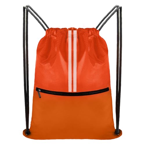 Drawstring Backpack Large Sports Draw String Bag for Women and Men (Orange) - color: Two Tone Orange
