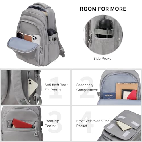 GAEKEAO Travel Backpack for Women Men,15.6 Inch Laptop Backpack Lightweight Casual Daypack Cute Bookbags for Work College Grey - color: A03 Grey