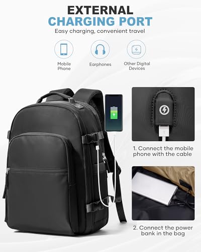 coofay Vacuum Backpack Travel with Pump Vacpack Backpack with Vacuum Seal Backpacks Traveling Backpacks Vacuum Compression Air Travel Bag Carry on Luggage - color: E-black