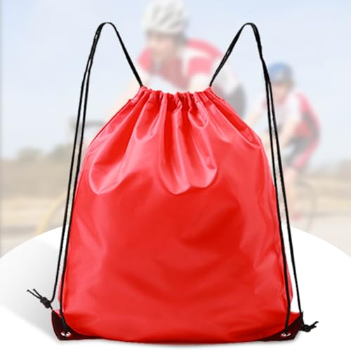 Drawstring Backpack Bulk String Backpack Drawstring Bags Sport Gym Cinch Bag Nylon String Bag for Women Men (1PCS) - color: Red 1pcs