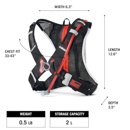 USWE Race 2.0, Ultra Lightweight Hydration Backpack with 2.0L / 70oz Water Bladder, Leak Proof Pack for Gravel, MTB, Running, Hiking, Cycling, Camping, Biking for Men,Women - color: White