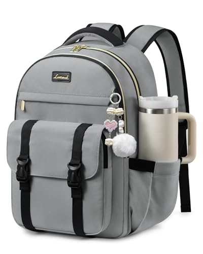 LOVEVOOK School Backpack for Teen Girls,Student Backpack Fits 15.6 Inch Laptop with Large Tumbler Pocket,Cute Kid Bookbag for 8-14 Teenage Back to School Gifts Daypack for Girl,Gray - color: Gray, size: 15.6 Inch