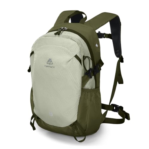 Haimont 15L Lightweight Hiking Daypack, Green | 1.19 lb Carry, Hydration Sleeve, Trekking Pole Loops, Breathable Back Panel, Whistle - color: Green