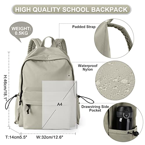 Purple School Backpack for Girls Water Resistant High School Book Bag Simple Backpack for Teens Boys Girls, Lightweight Middle Back Pack Daypack - color: Green