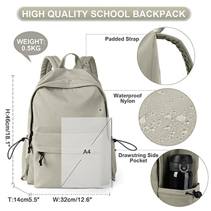 Purple School Backpack for Girls Water Resistant High School Book Bag Simple Backpack for Teens Boys Girls, Lightweight Middle Back Pack Daypack - color: Green