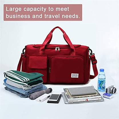 Small Gym Bag for Women, Travel Duffle Bag Carry On Weekender Bag with Shoe Compartment - color: 06#Red, style: Gym Bag&toiletry Bag