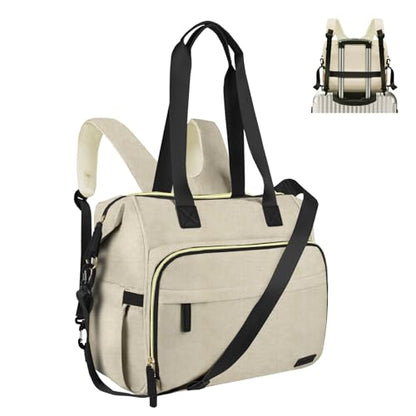 Diaper Bag Backpack Mommy Bag Large Capacity Diaper Backpack Travel Essential Baby Diaper Bag for Mom and Dad, Beige - color: Beige