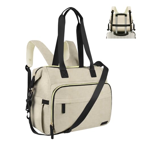 Diaper Bag Backpack Mommy Bag Large Capacity Diaper Backpack Travel Essential Baby Diaper Bag for Mom and Dad, Beige - color: Beige