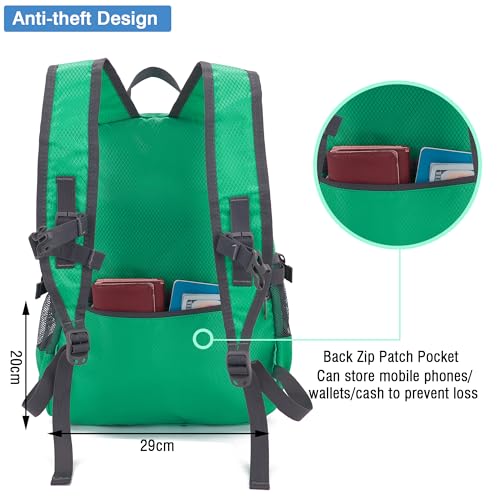 YZAOLL 20L Small Hiking Backpack Lightweight Day Packs, Packable Backpack for Women Men Travel Camping Vacation,LQing - color: A-20l-qing