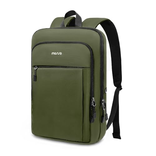MOSISO Laptop Backpack for Men, Slim Lightweight Compact Computer Backpack for College Work Business Office Travel, 15.6 inch Waterproof Commute Laptop Bag Casual Daypack with Luggage Strap,Army Green - color: Army Green, size: 15.6 inch
