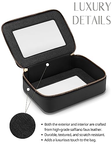 Popvibe Clear Makeup Case Black Toiletry Bag Travel Medium Clear Cosmetic Bag with Zipper, Small Make Up Bag Organizer Traveling TSA Approved Transparent Bag Car for Essentials - color: Black, style: Medium Moda