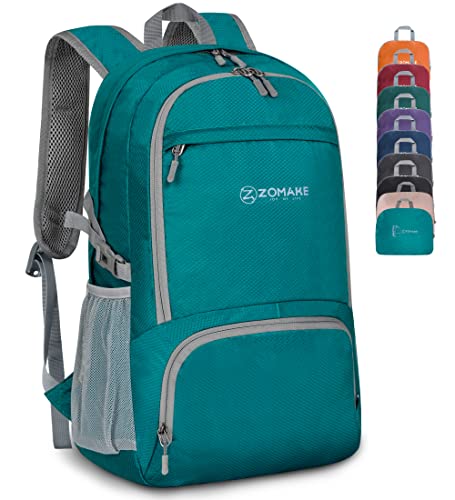 ZOMAKE Lightweight Packable Backpack 30L, Foldable Hiking Backpacks Water Resistant Compact Folding Daypack for Travel(Lake Green) - color: Lake Green