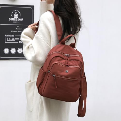Mini Backpack Purse for Women Lightweight Nylon Casual Bag Small Daypacks for Work Travel (B Wine Red) - color: B Wine Red