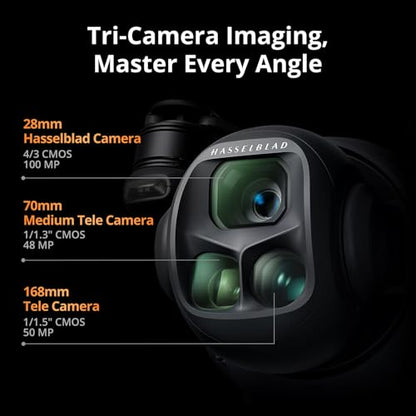 DJI Mavic 4 Pro Drone Fly More Combo 6K60 HDR, 100MP, 51-Min Max Flight Time, 18.6-Mile Range, ActiveTrack 360 Subject/Vehicle Tracking, Omnidirectional Avoidance Bundle with 128GB Memory, 2 Year CPS Warranty, Backpack, Bundle It Better Lens Cloth + More