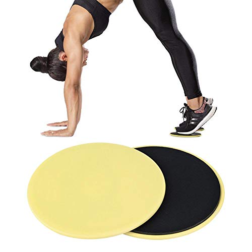 Fitness Disc Slides, 2pcs Discs Slider Fitness Disc Exercise Sliding Plate Sliding Discs Fitness Core Slider Workout for Gym, Home, Yoga, Pilates (yellow)