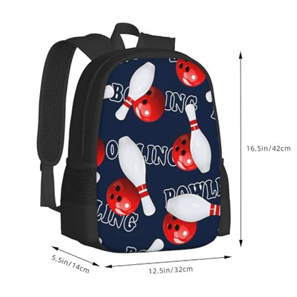 Bowling Backpack Laptop Travel Bag Adjustable Backpack Print Daypack for Men Women 16.5 In - color: Style 2