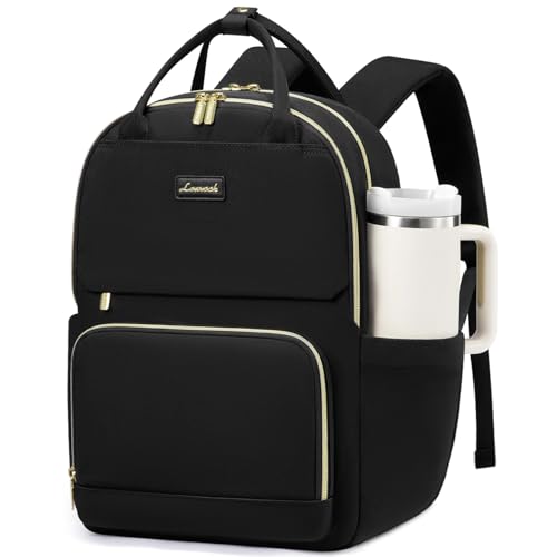 LOVEVOOK Laptop Backpack for Women with Giant Tumbler Holder Pocket, 17 inch Large Travel Work Backpack Purse for Teacher Nurse, Waterproof College Book Bag Casual Daypack, Black - color: Black, size: 17.3 inch