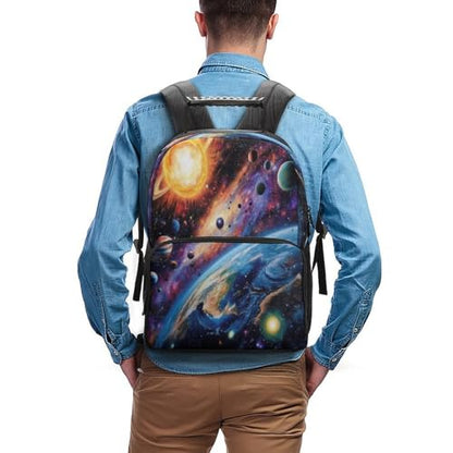 Supdreamc Shoulder Book Bags Polyester Multipurpose Anti-Theft Trippy Outer Space Planet Art Carry On Bag Large Capacity Travel Hiking Camping Rucksack - color: Pattern 433