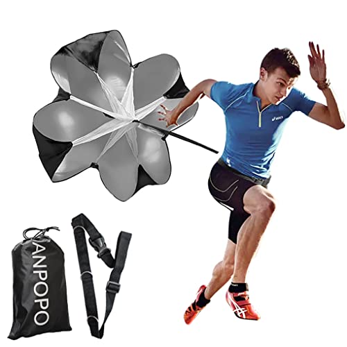 Bfsmile Running Speed Training 56" Parachute with Adjustable Strap, Free Carry Bag. Speed Chute Resistance Running Parachute for Kids Youth and Adults - color: Black